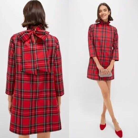 NEW Tuckernuck  Royal Stewart Tartan Daphne Red Dress Holiday Women's Medium - Picture 3 of 11